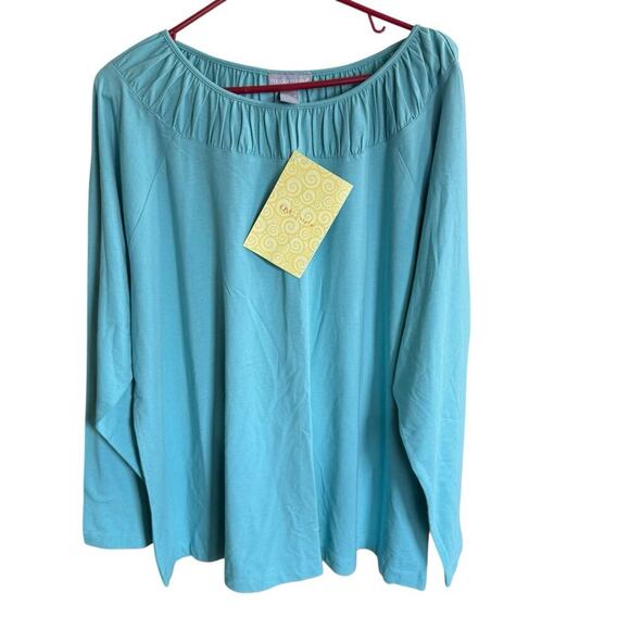 Modern Soul Top Women's 2XL XXL Green L/S Relaxed Oversized Stretch Boxy - Picture 1 of 8